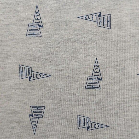 Hurley T-Shirt Mens Small Gray Short Sleeve Crew Neck Allover Logo Cotton Blend - Picture 6 of 12
